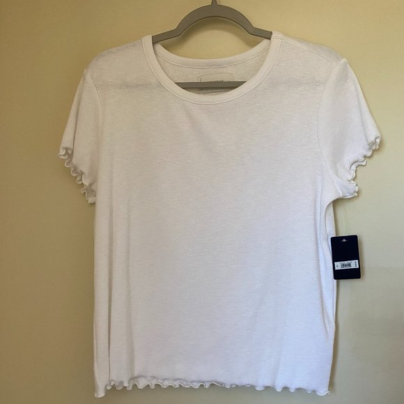 Lucky Brand Ribbed Ruffle Hem Top - Picture 1 of 4